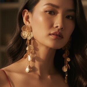 Zara Floral Cascading Evening Dangle Earrings